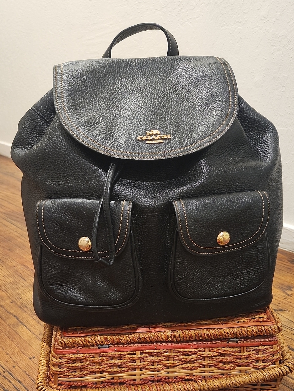 COACH Pennie Pebbled Leather Drawstring Backpack - 6145